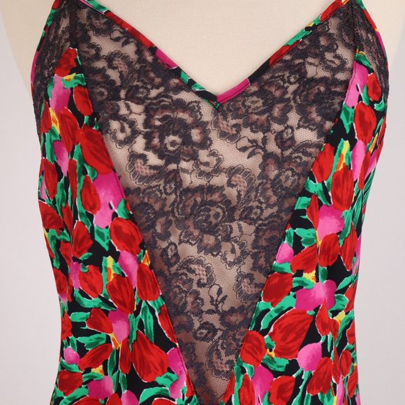 ❄ Vtg Victoria's Secret Floral Lace Babydoll Nightgown Negligee Slip Nightie M - Picture 6 of 8
